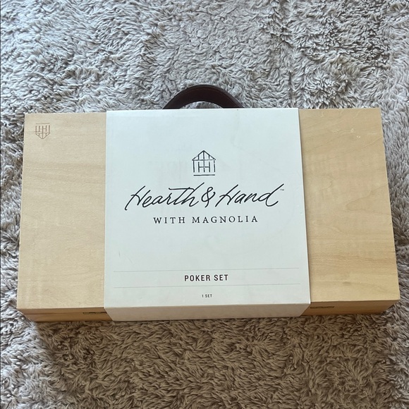 Hearth & Hand Other - Hearth & Hand Natural Wood Poker Set with Black Label and Brown Handle